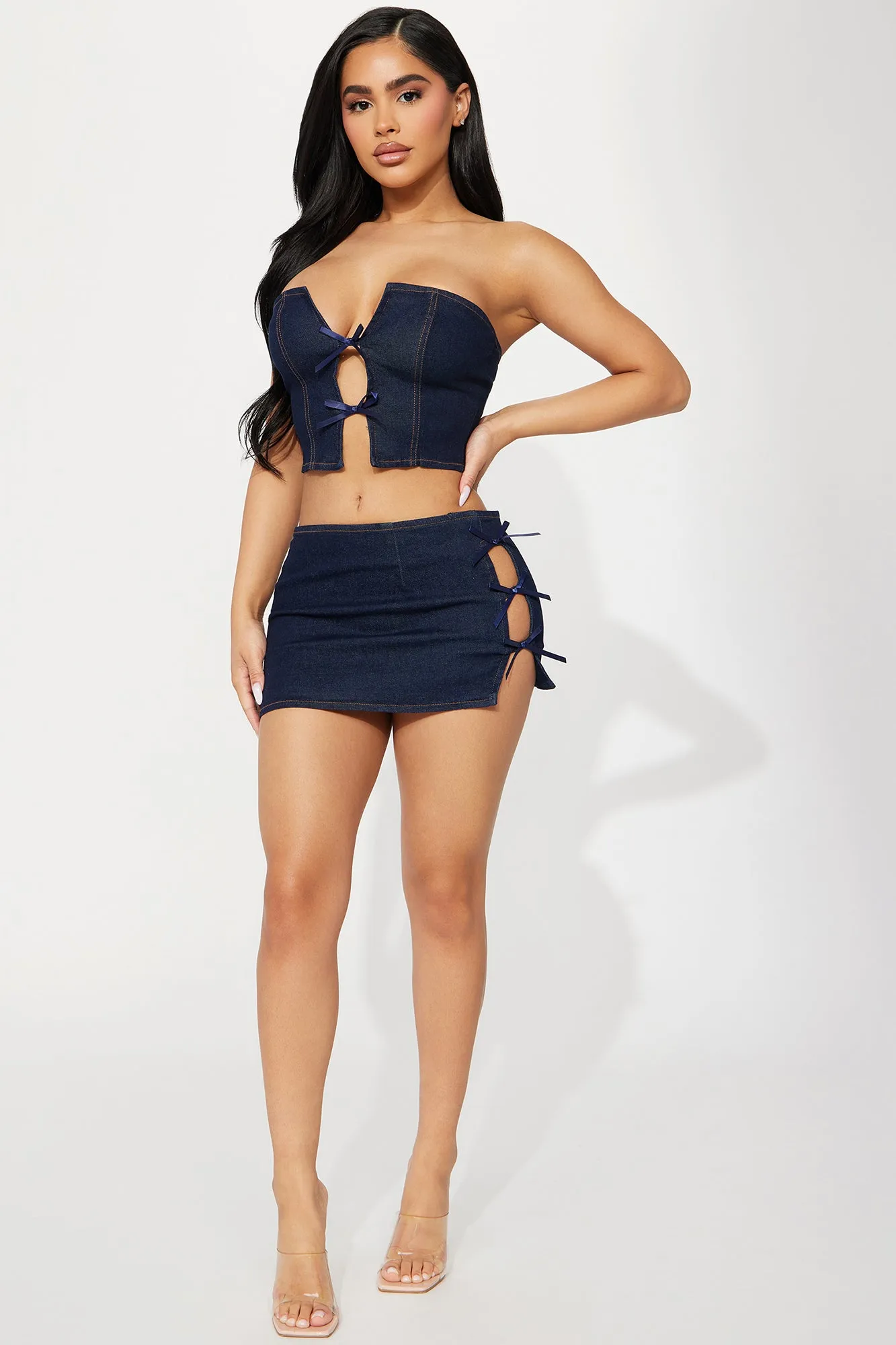 Always Exposed Micro Mini Skirt Set - Dark Wash