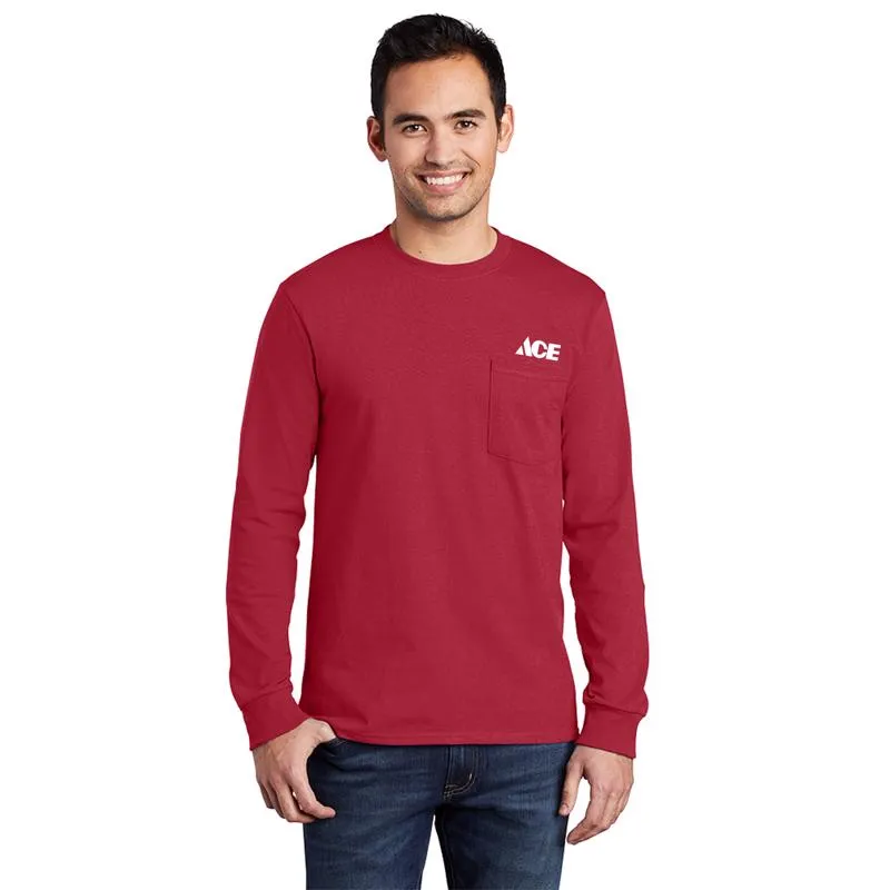 Artcraft L Sizes Unisex Long Sleeve Red Pocket T-Shirt