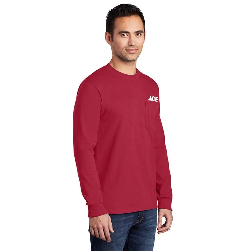 Artcraft S Sizes Unisex Long Sleeve Red Pocket T-Shirt