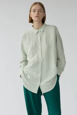 BIANCA LS SHIRT - MINT GREY - SILK/LINEN