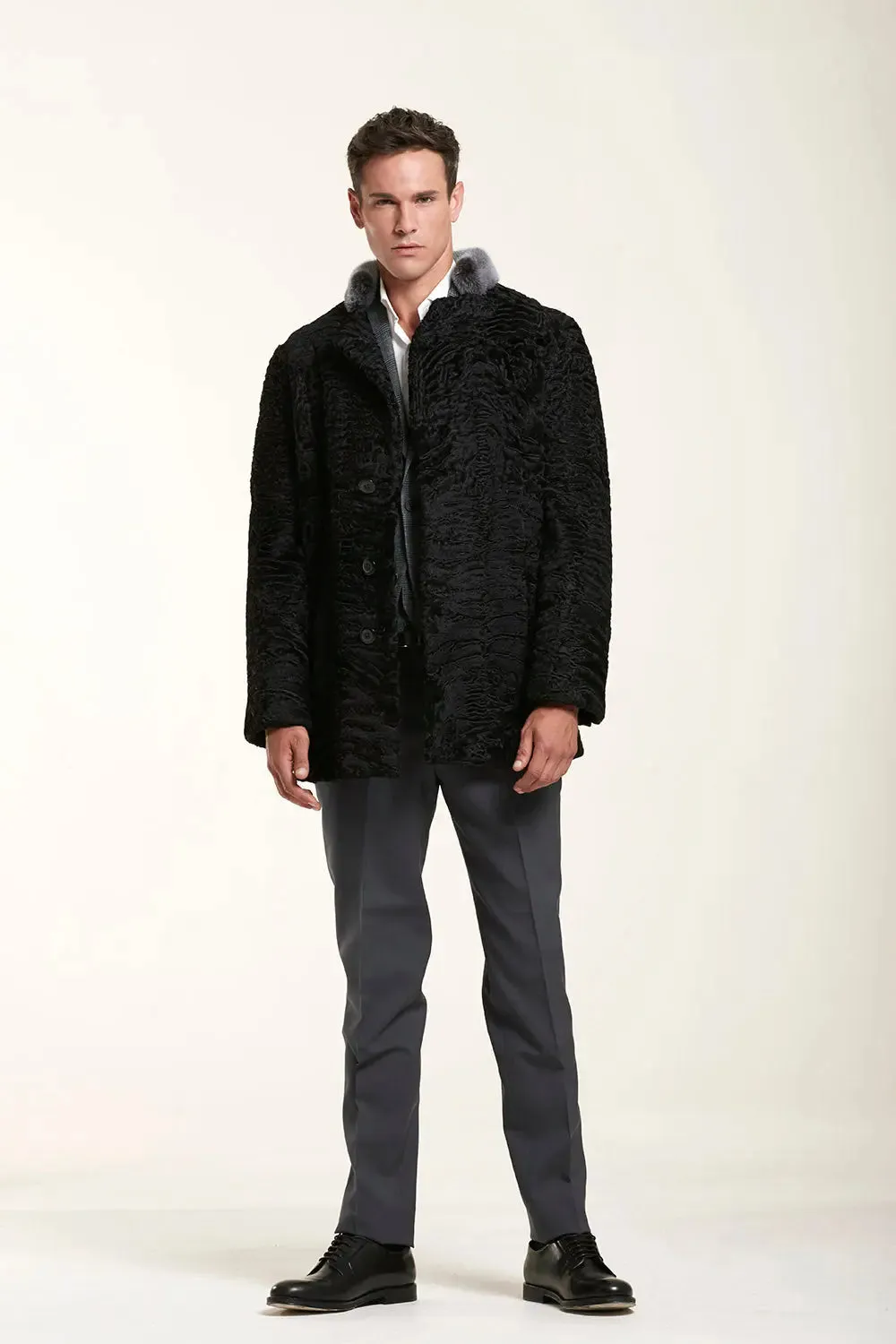 Black fur coat mens