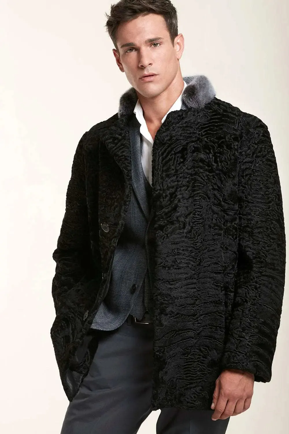 Black fur coat mens