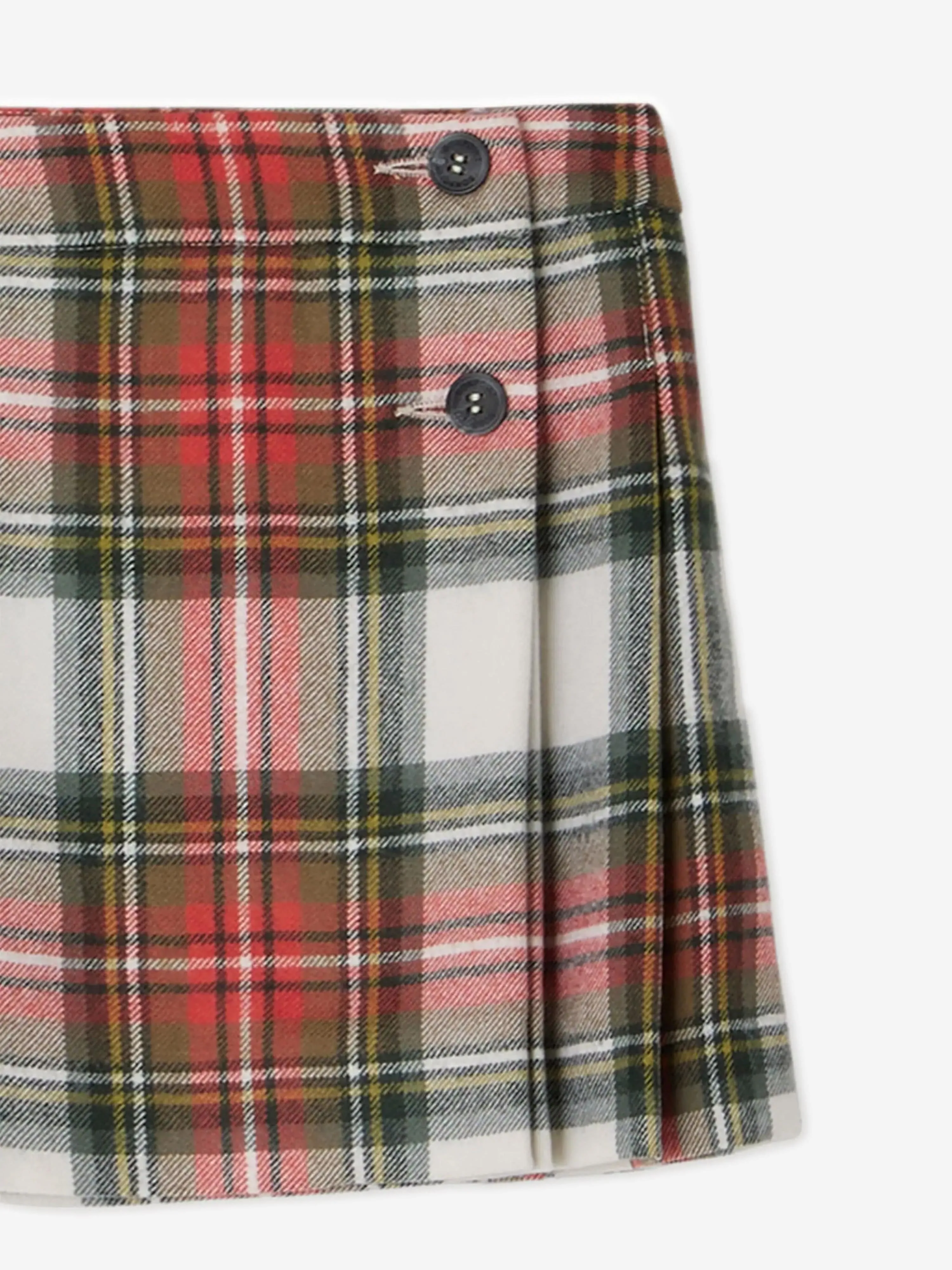 Bonpoint Girls Talissa Tartan Wool Skirt in Red