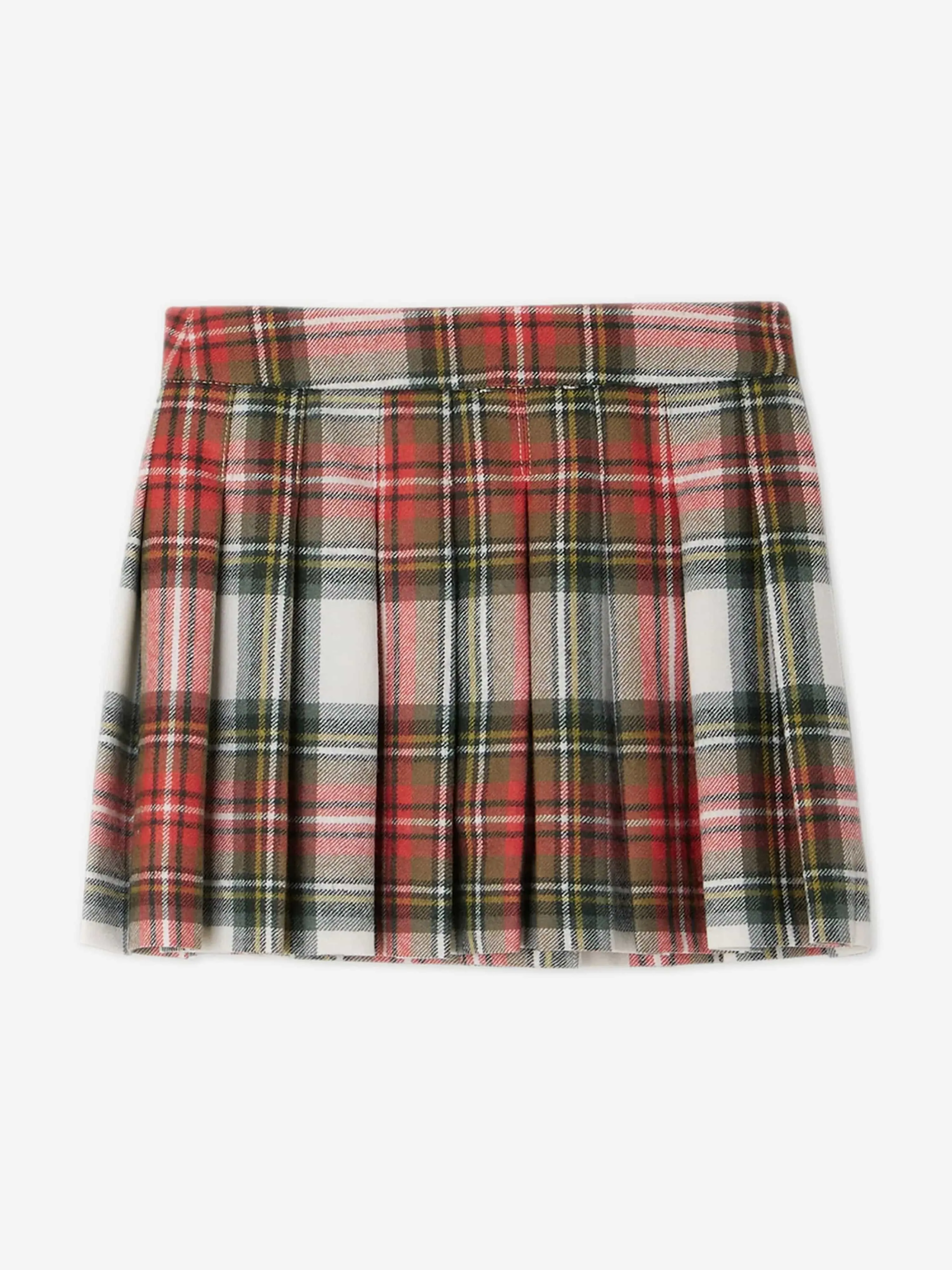 Bonpoint Girls Talissa Tartan Wool Skirt in Red