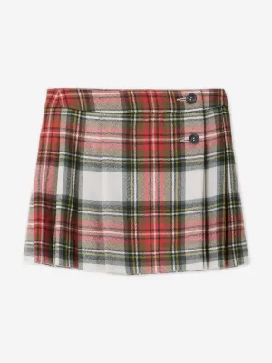 Bonpoint Girls Talissa Tartan Wool Skirt in Red