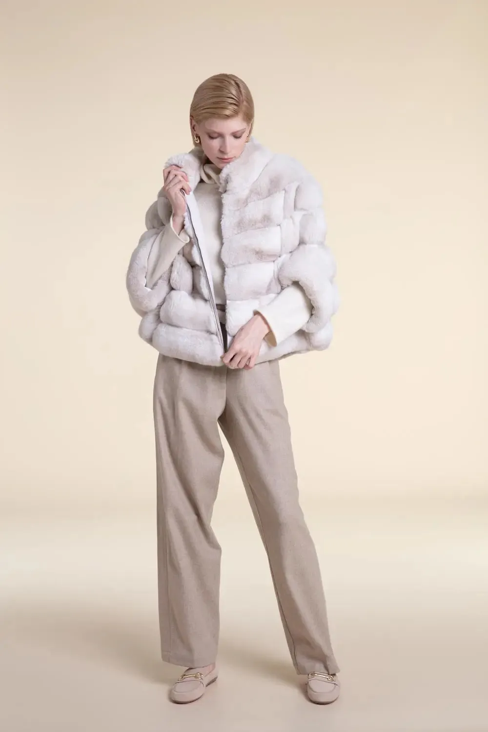 Chincilla fur jacket coat