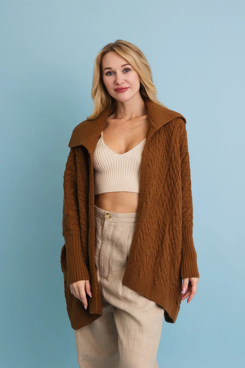 Chunky Cable Knit Oversized Poncho Cardigan