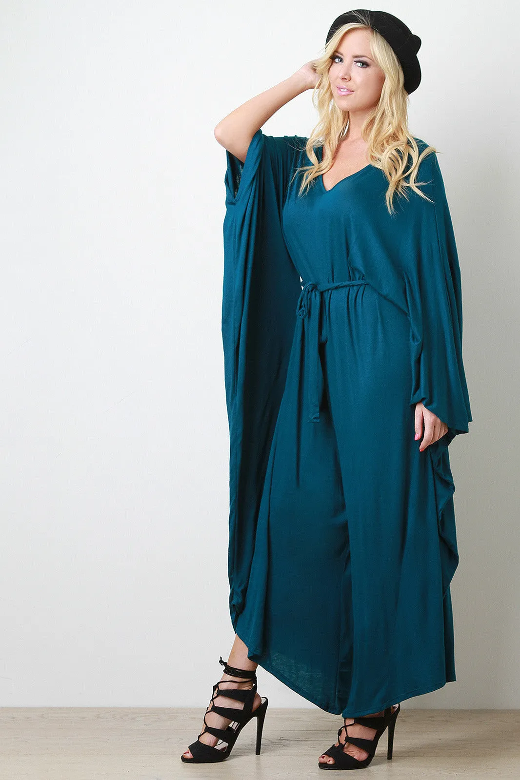 Connected Sleeve Oversize Belted Jumpsuit