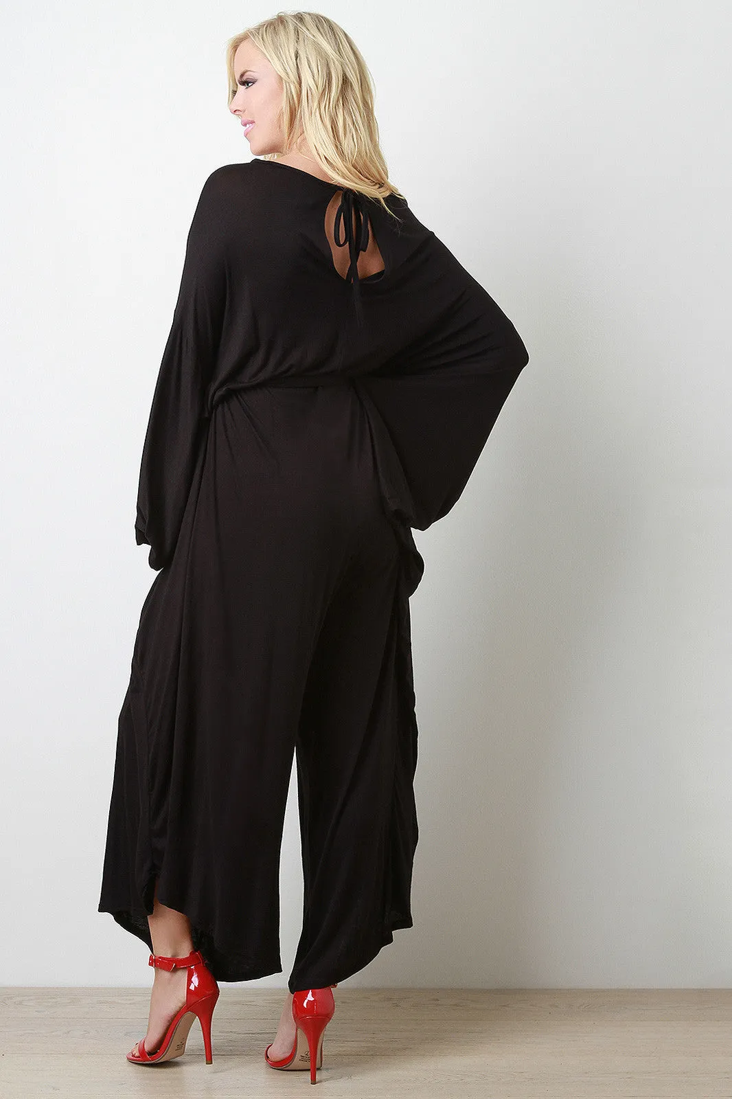 Connected Sleeve Oversize Belted Jumpsuit