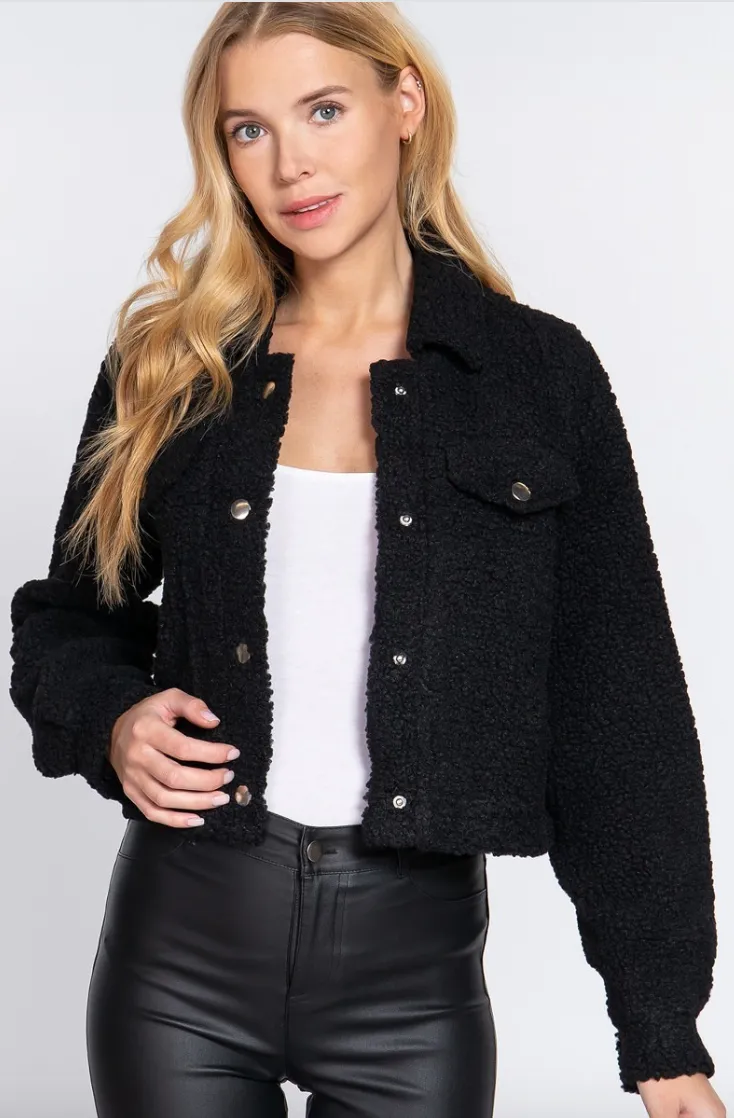 Cropped Sherpa Fleece Jackets - Assorted Colours