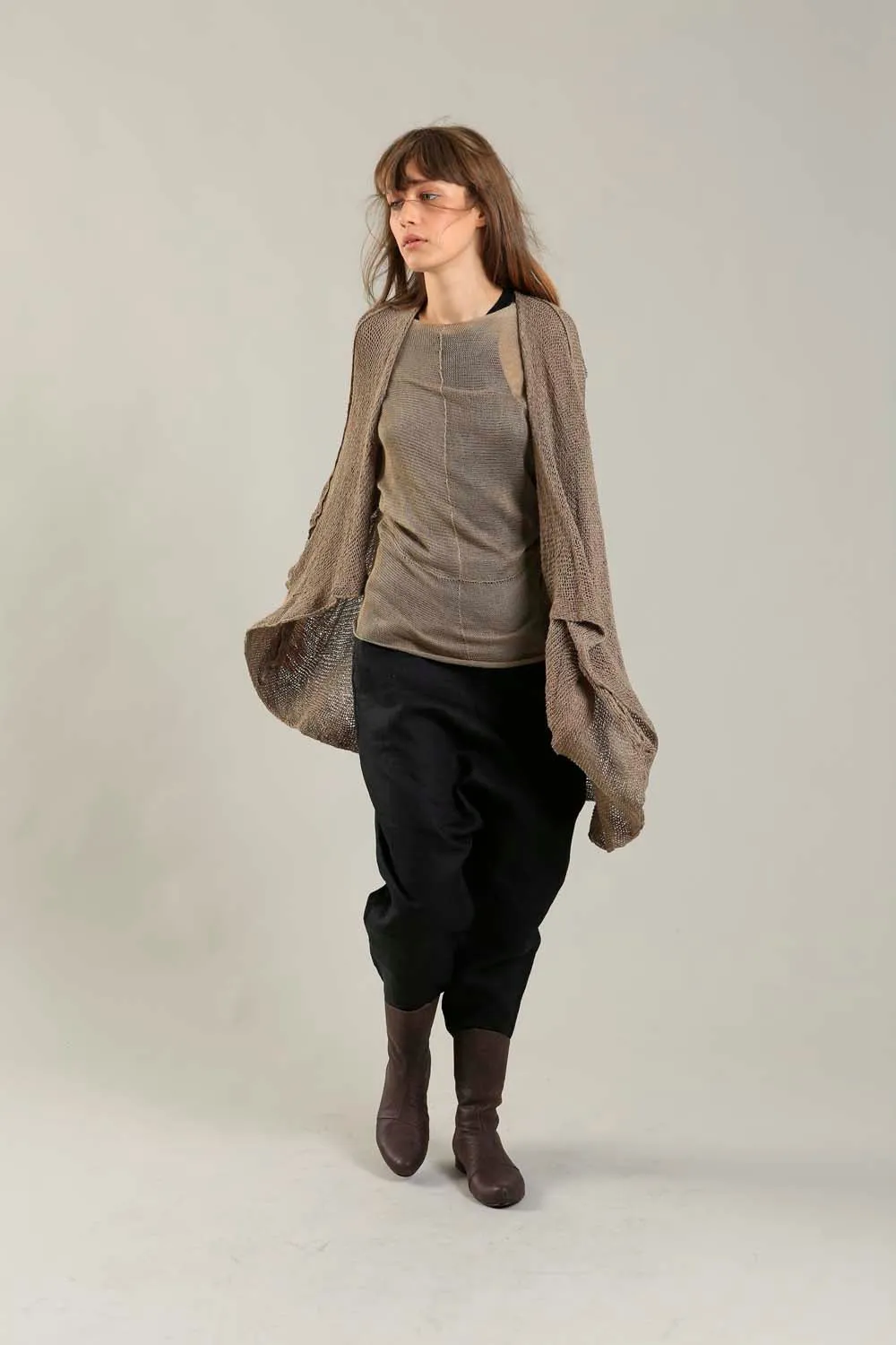 Dark Espresso Brown Oversized T Light Sweater with Pockets