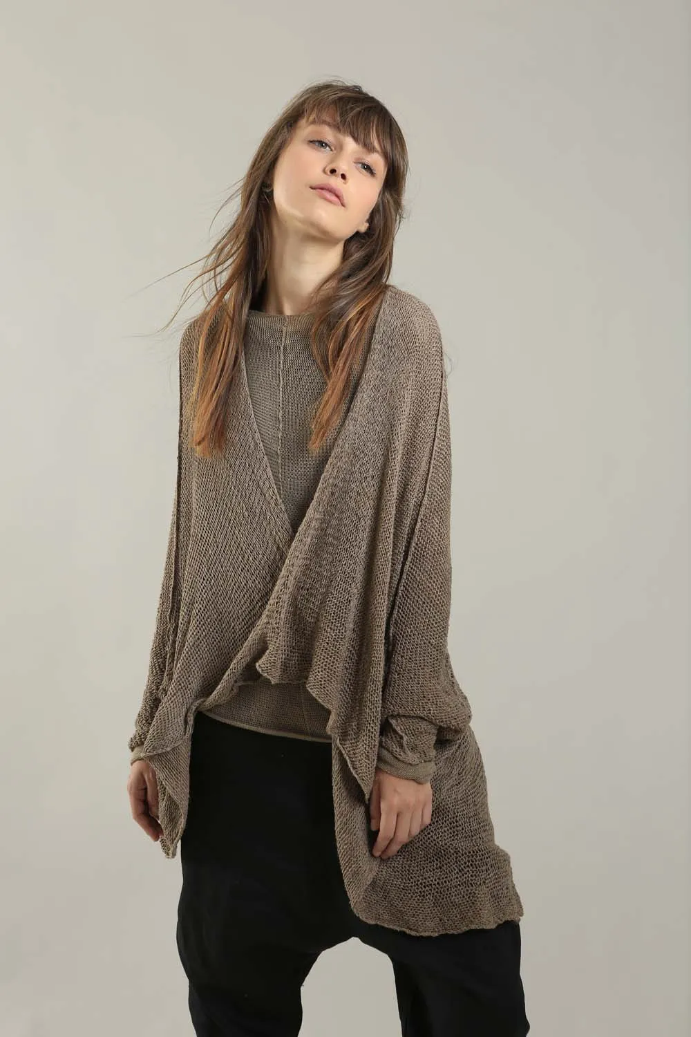 Dark Espresso Brown Oversized T Light Sweater with Pockets