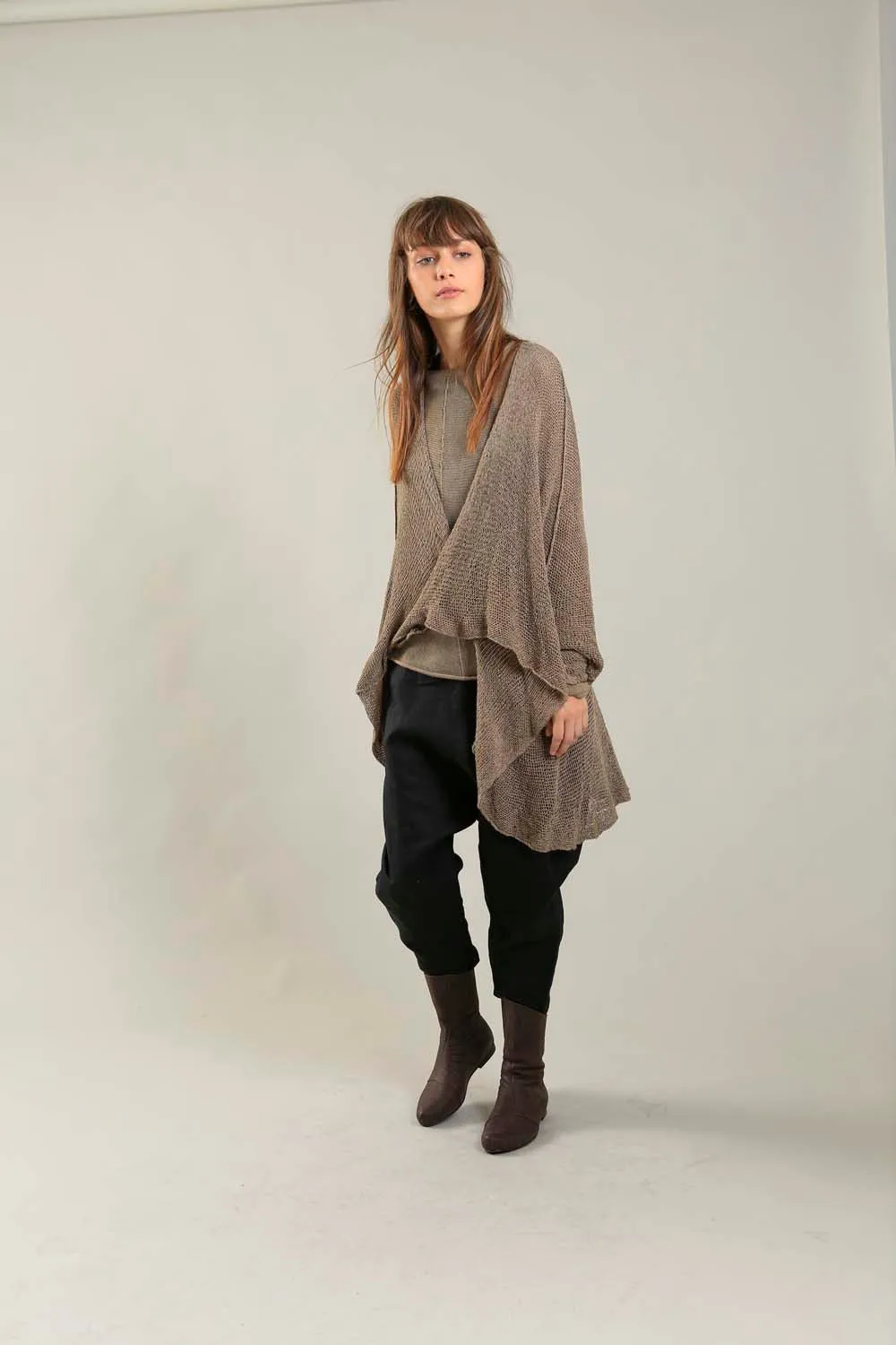 Dark Espresso Brown Oversized T Light Sweater with Pockets