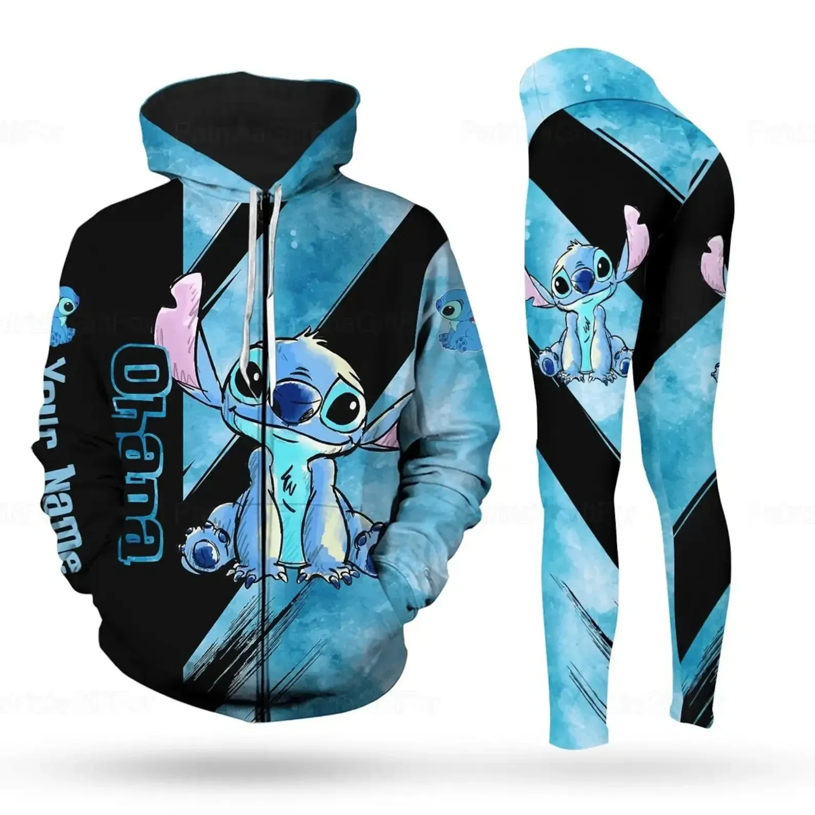 Disney Stitch 3D Hoodie Women's Hoodie Set Yoga Pants