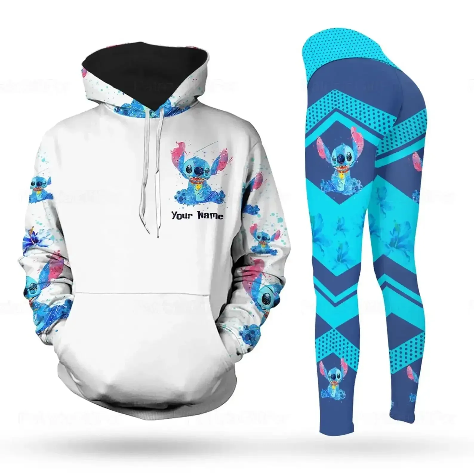 Disney Stitch 3D Hoodie Women's Hoodie Set Yoga Pants