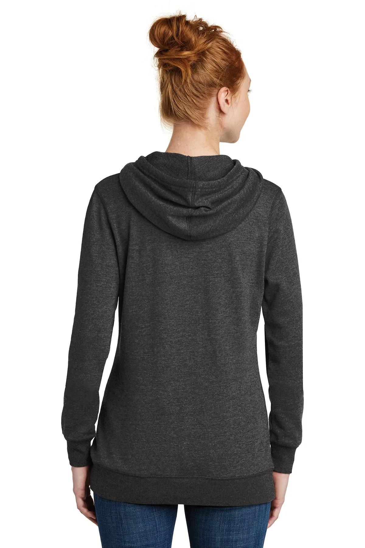 District Made Ladies Lightweight Hoodies, Heathered Black