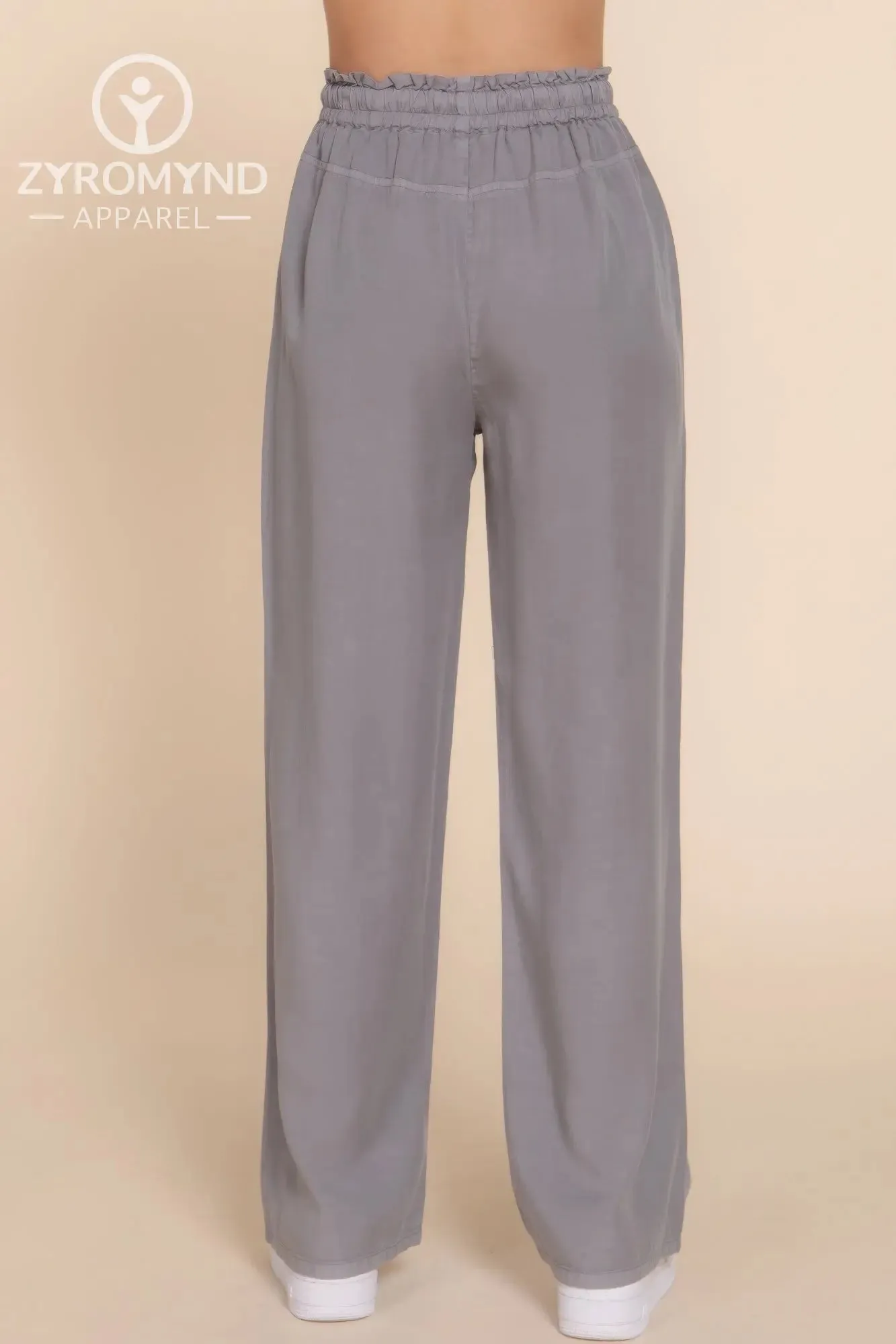 Elastic Waist Tencel Long Pants