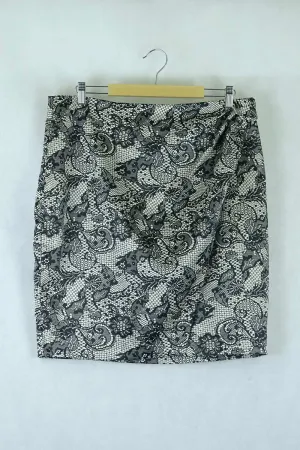 Events Black Print Straight Skirt 16