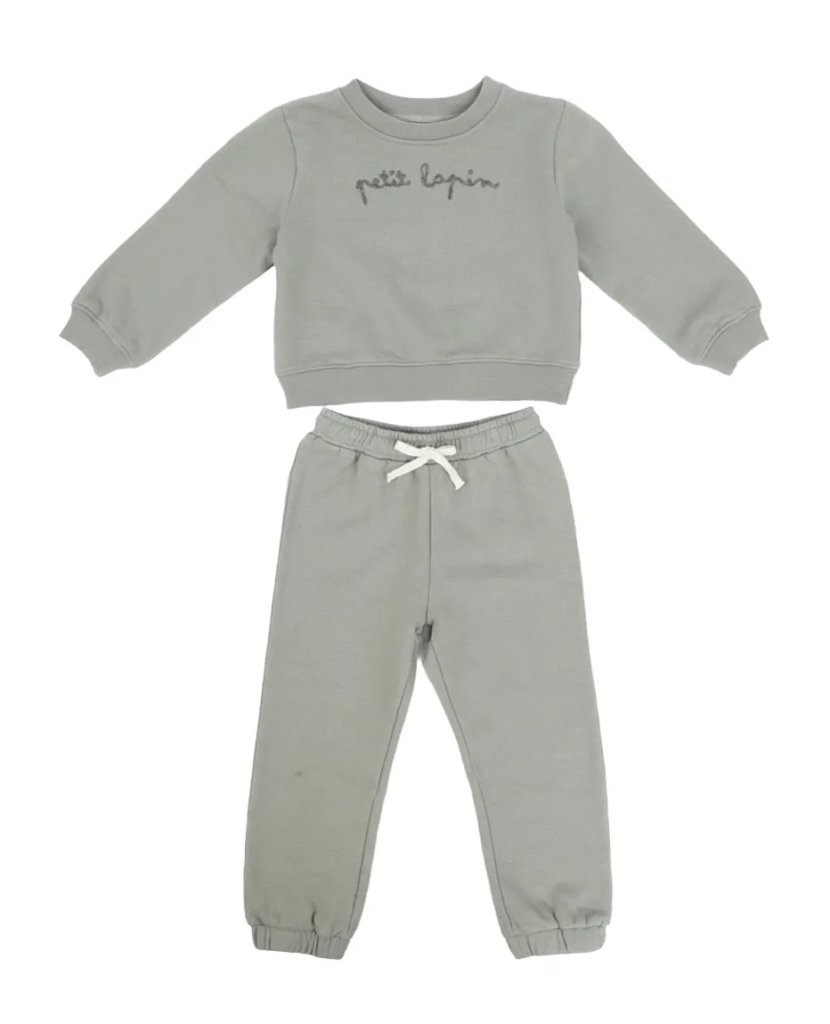 Finley | Cotton Fleece Sweatsuit Set | Petit Lapin | Mulled Basil