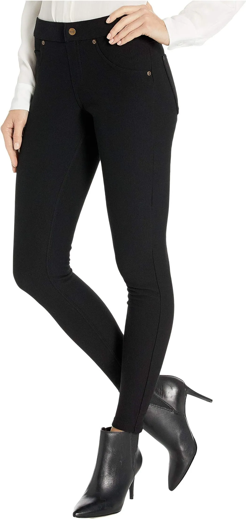 Fleece Lined Denim Leggings HUE Jeans, black