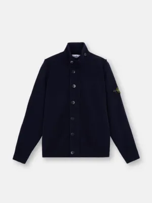 Full Zip Cardigan with Buttons - NAVY BLUE