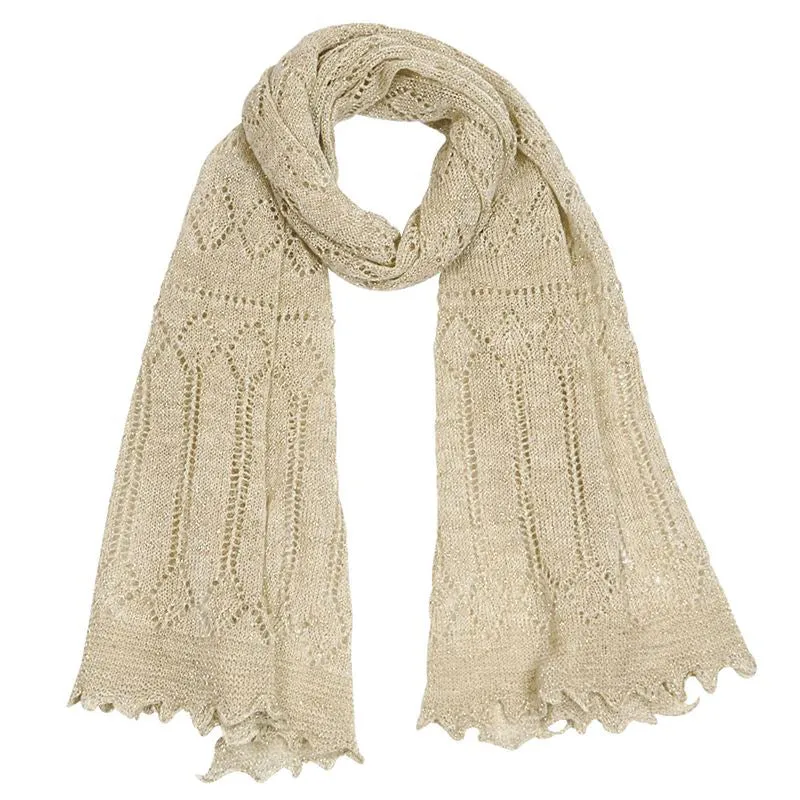 G.H.Hurt & Son Pretty Wool Glitter Stole - Natural/Gold