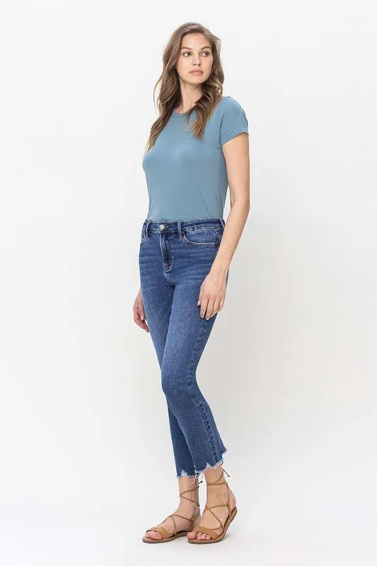 High Rise Crop Slim Straight Jeans