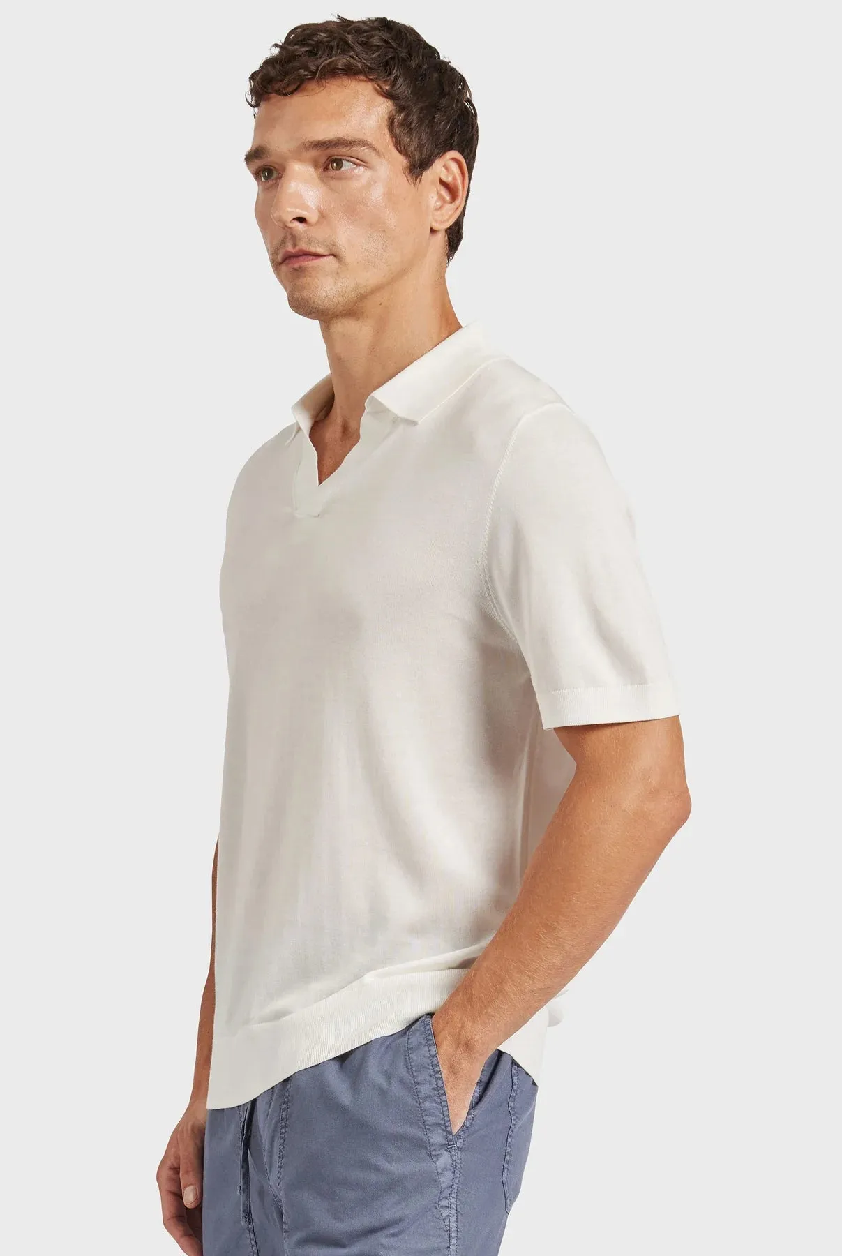 Irvine Knit Polo in Off White