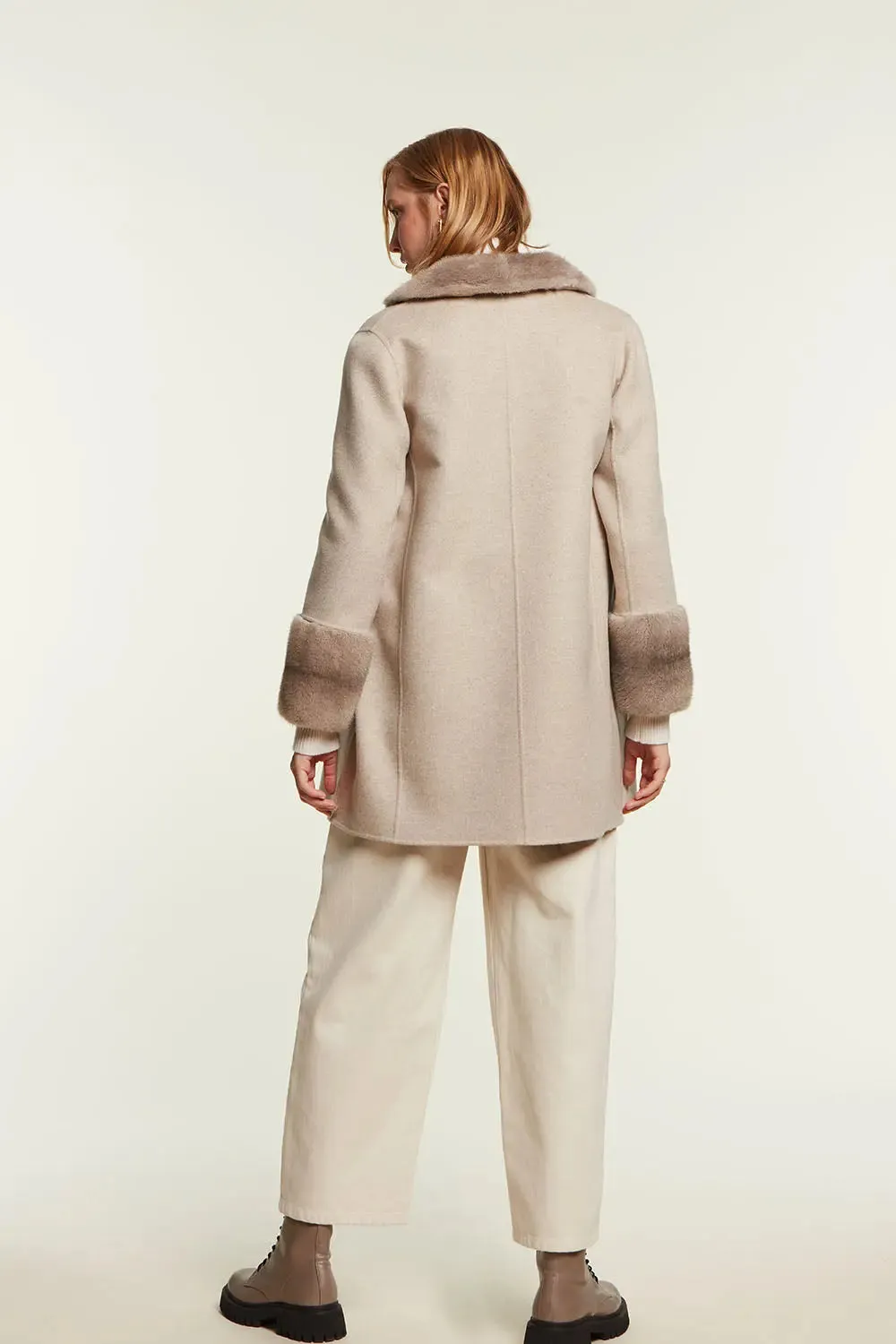 Jacket with mink collar and cuffs