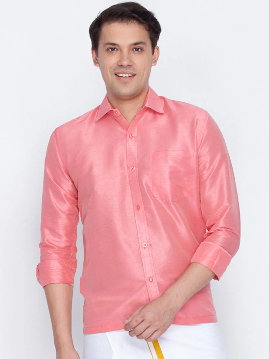 Jashvi Silk Blend Pink Baap Beta Shirt