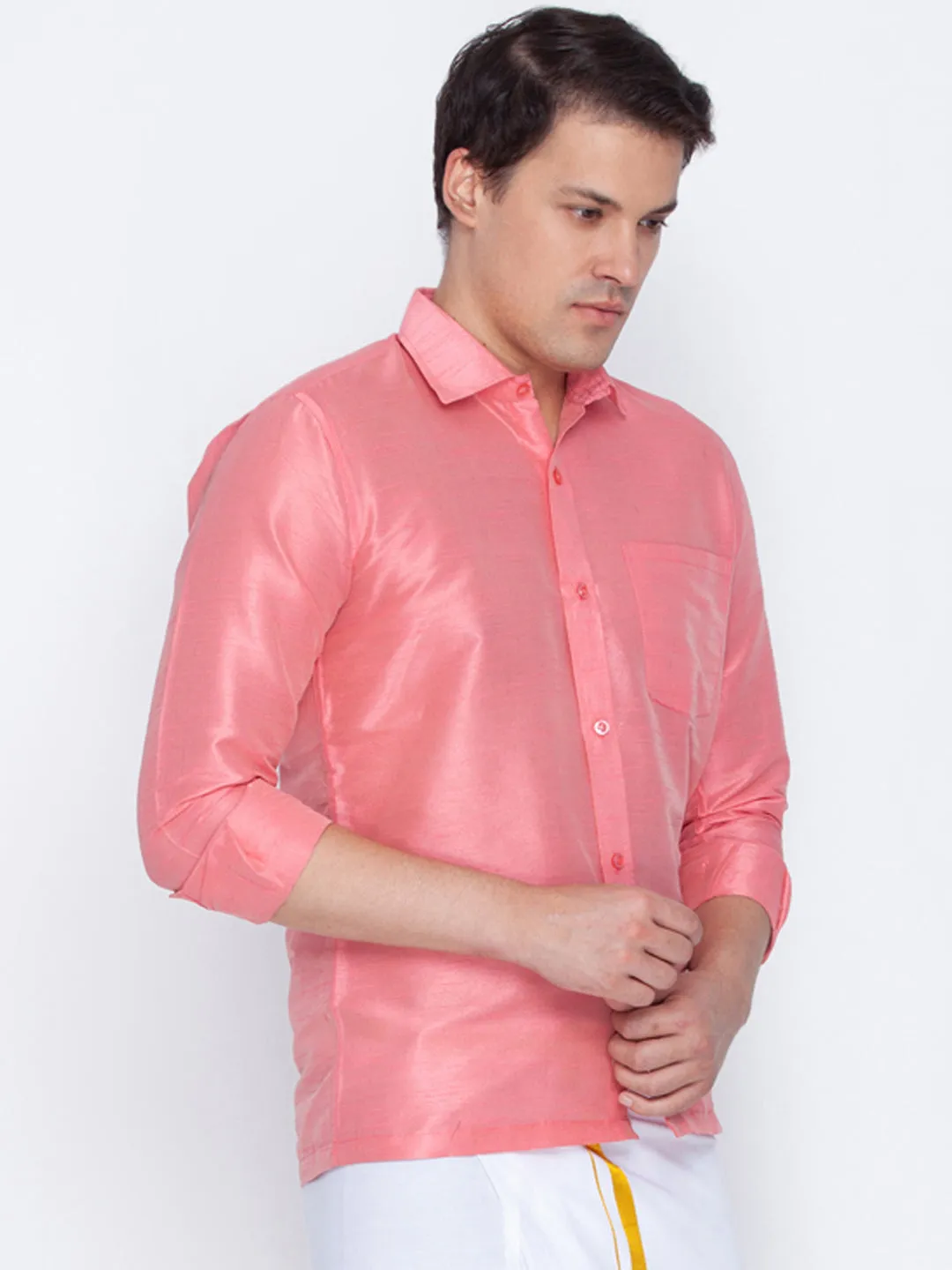 Jashvi Silk Blend Pink Baap Beta Shirt