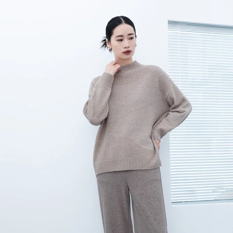 Khaki Grey Round-neck Wool Sweater