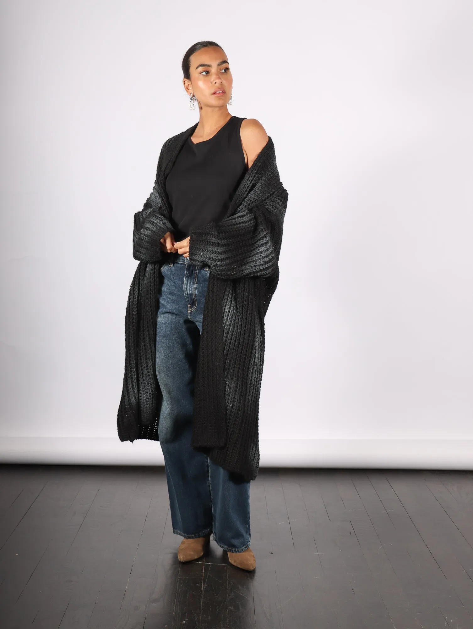 Long Cardigan in Black by Sanctamuerte