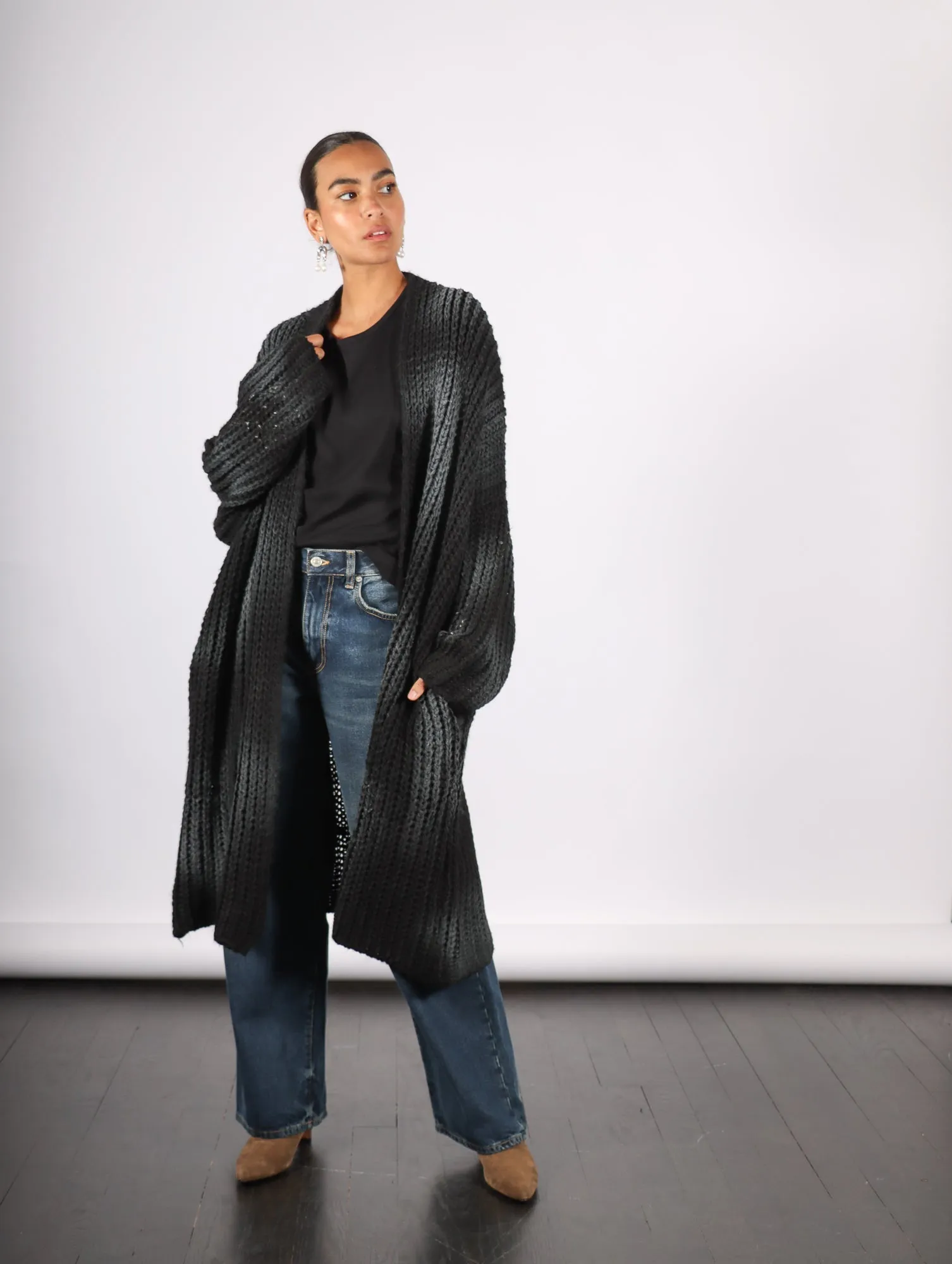 Long Cardigan in Black by Sanctamuerte