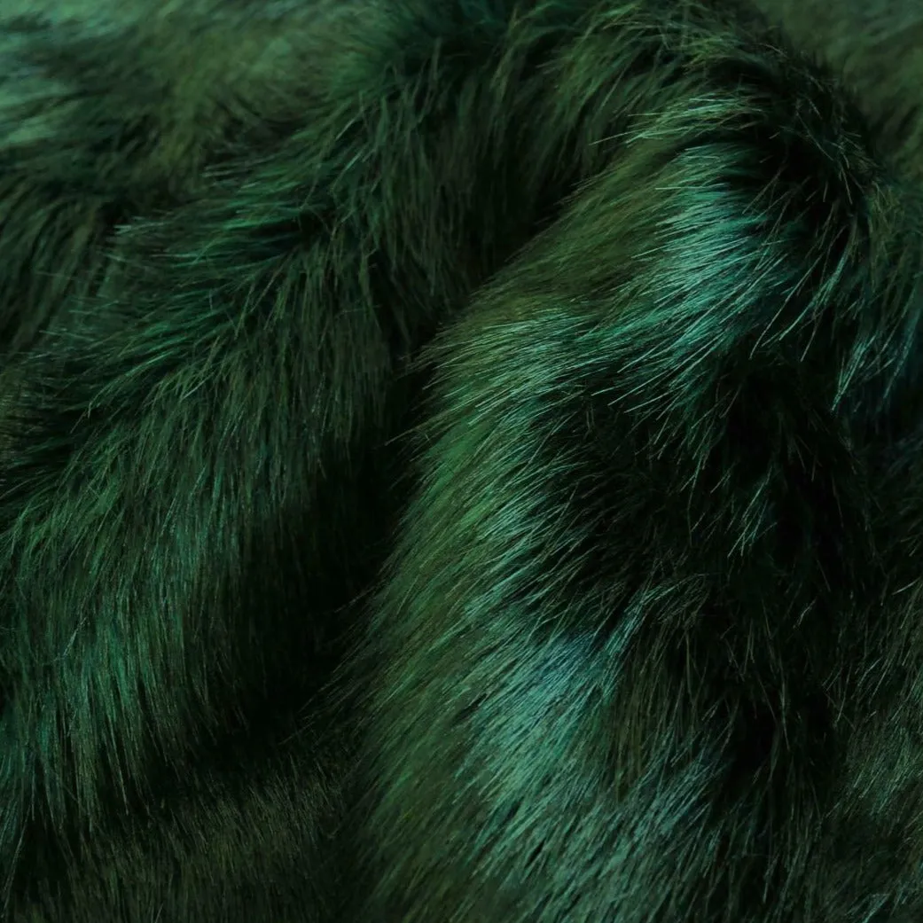 Luxury Faux Fur - Long Hair Green/Black