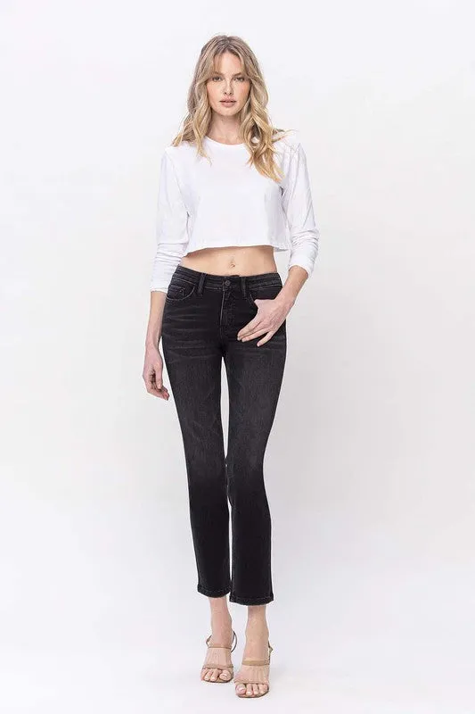 Mid Rise Ankle Slim Straight Jeans