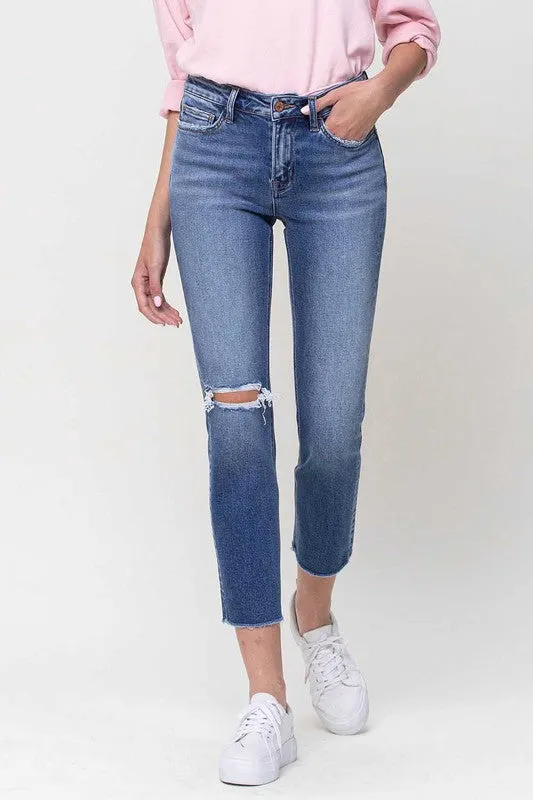 Mid-Rise Straight Crop Jeans