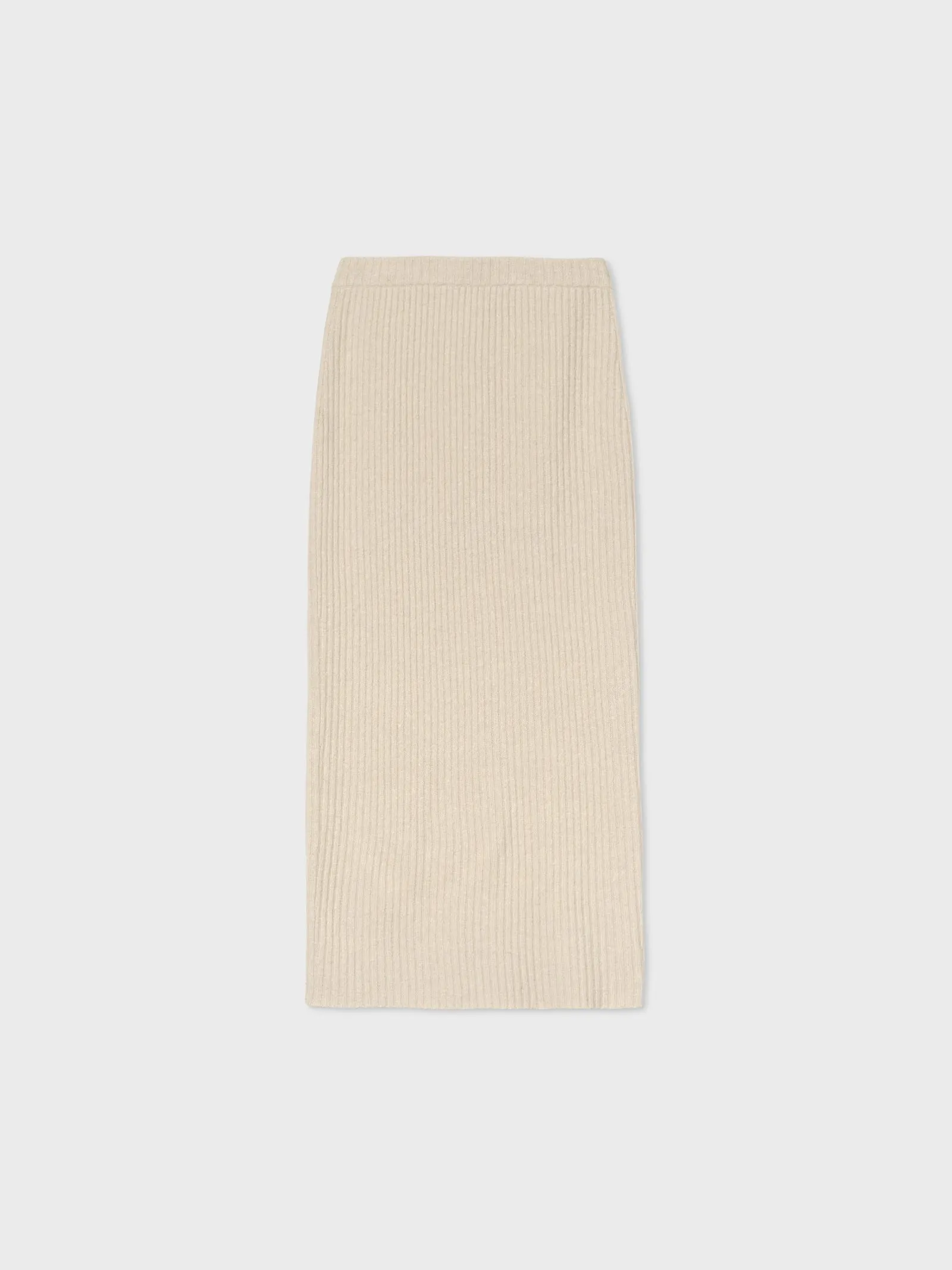 Midi Knit Skirt in Tweed Knit - Ivory