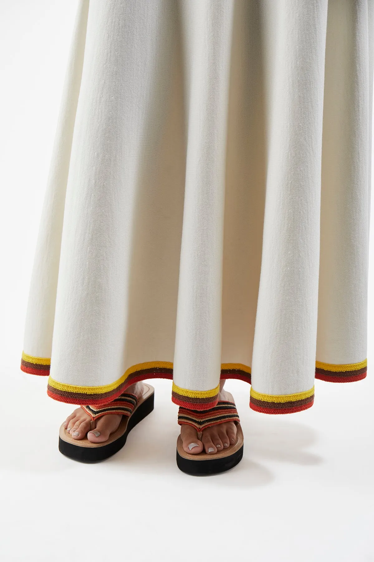 Mira Knit Maxi Skirt in Ivory Multi Merino Wool