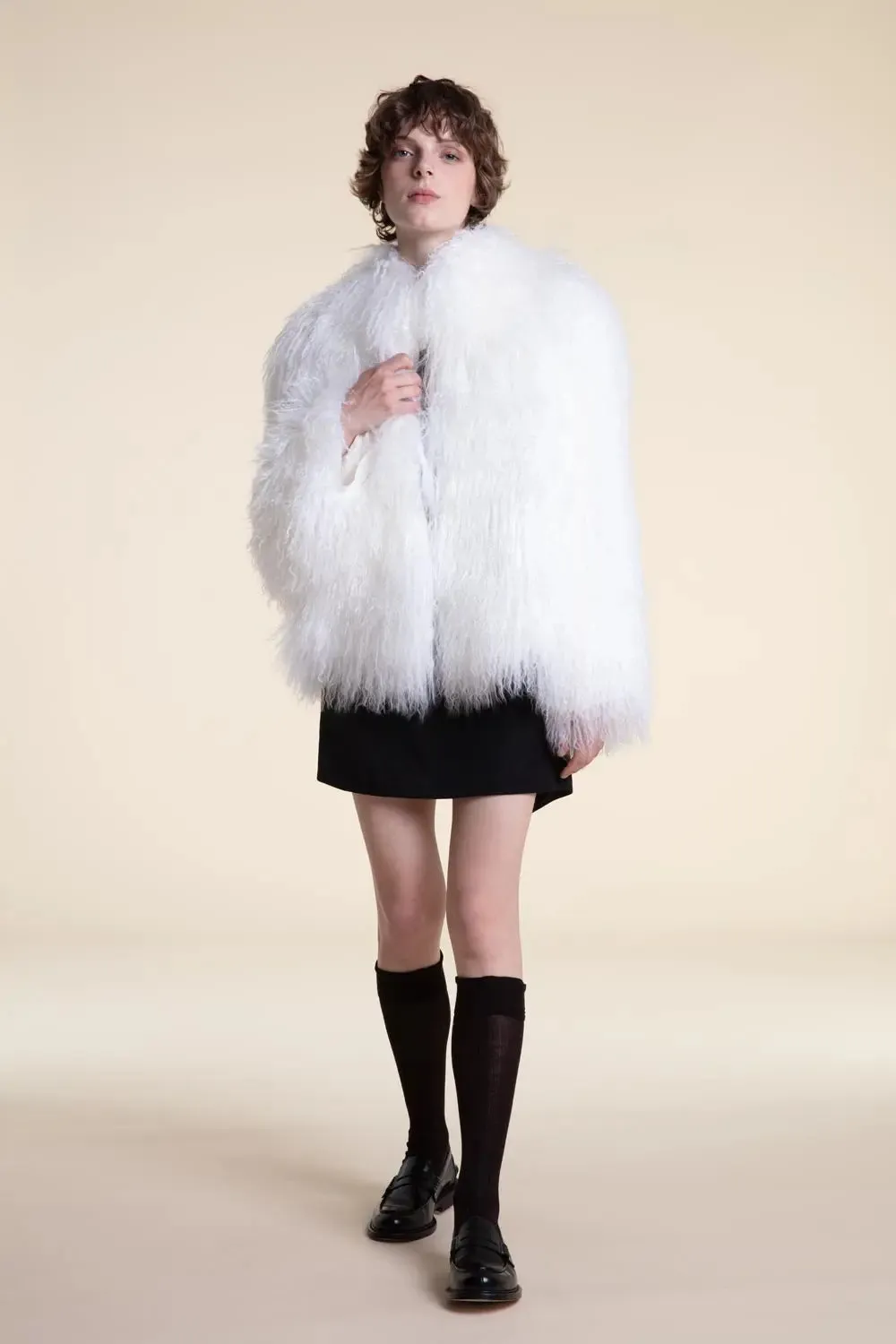 Mongolian lamb fur coat