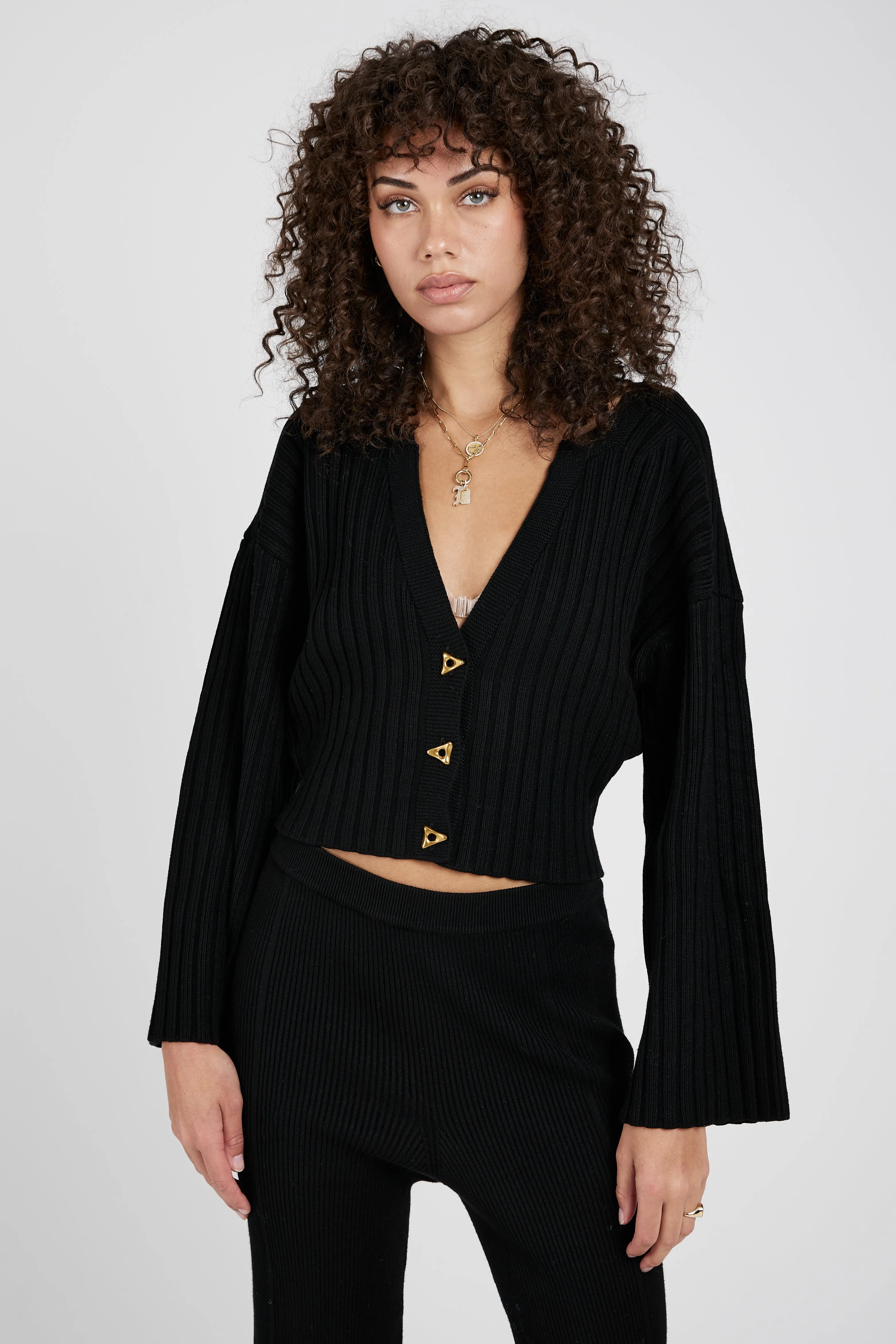 Morrow Cropped Cardigan in Black