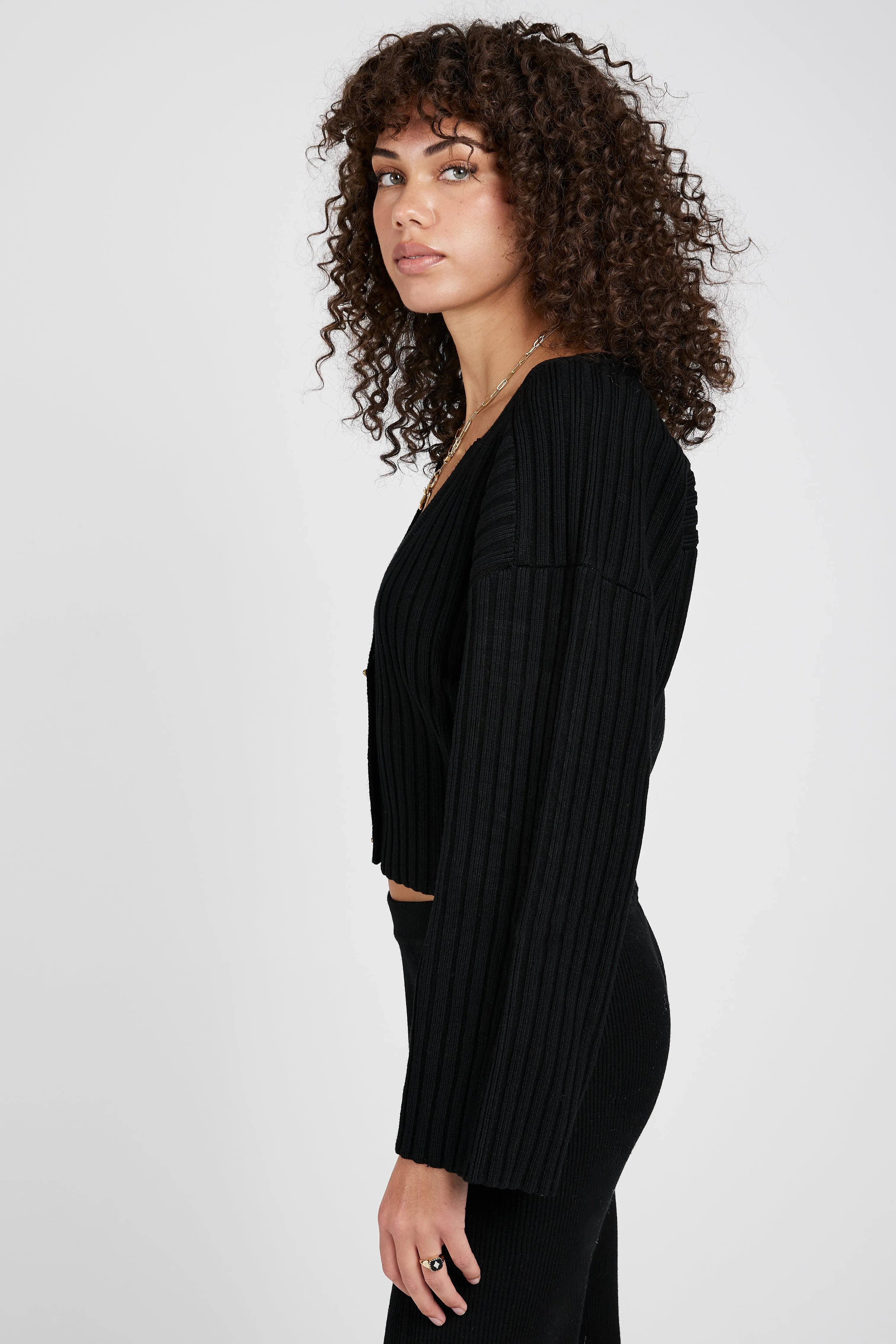 Morrow Cropped Cardigan in Black