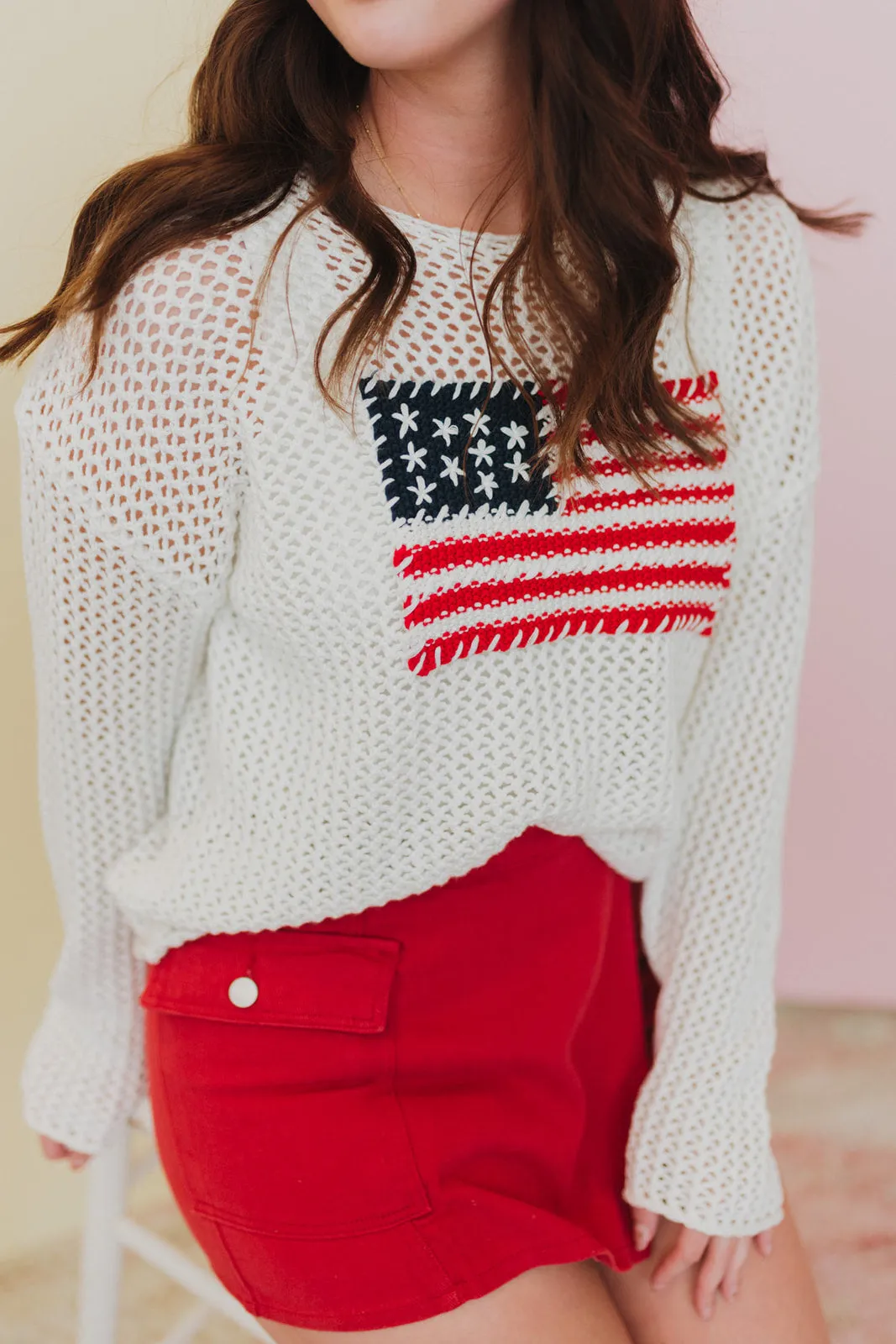 Off White Knit Flag Sweater