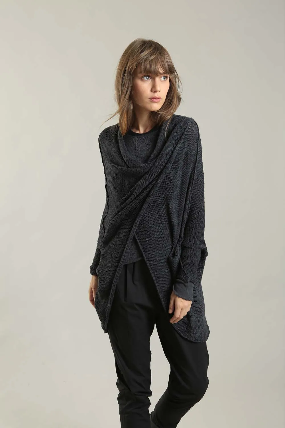 Oversized T Light Charcoal Sweater with Pockets