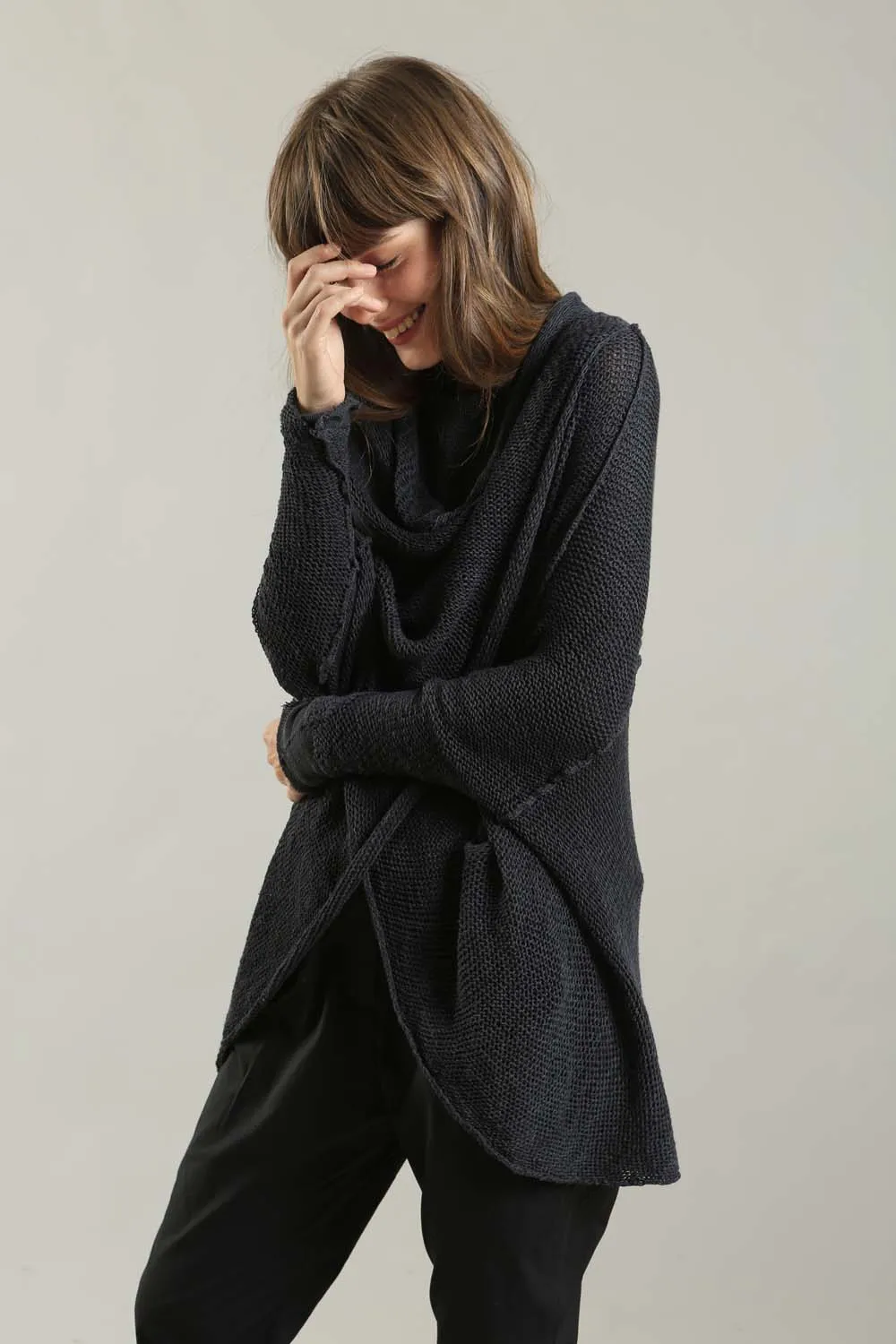 Oversized T Light Charcoal Sweater with Pockets