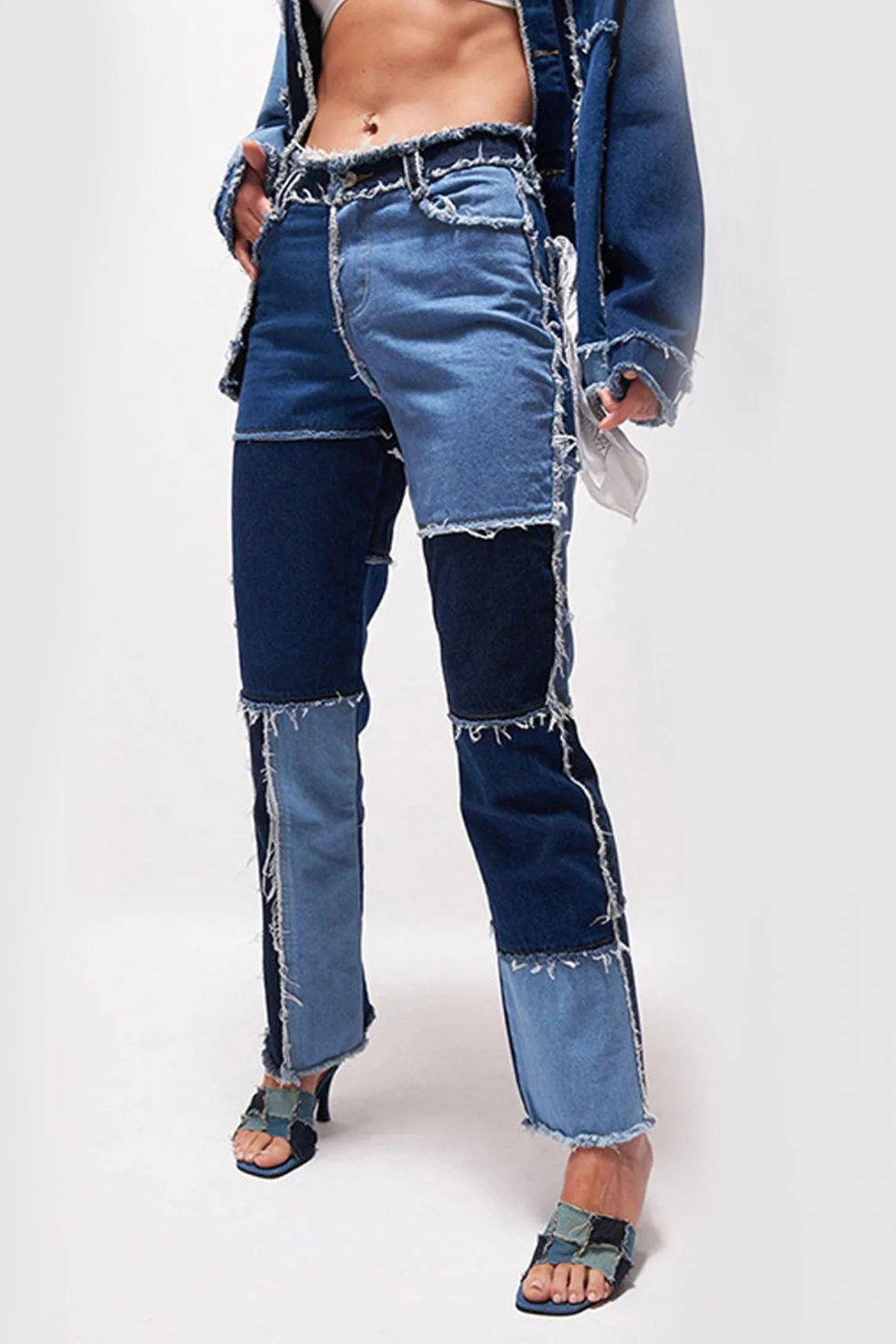 Paneled Straight-leg Jeans