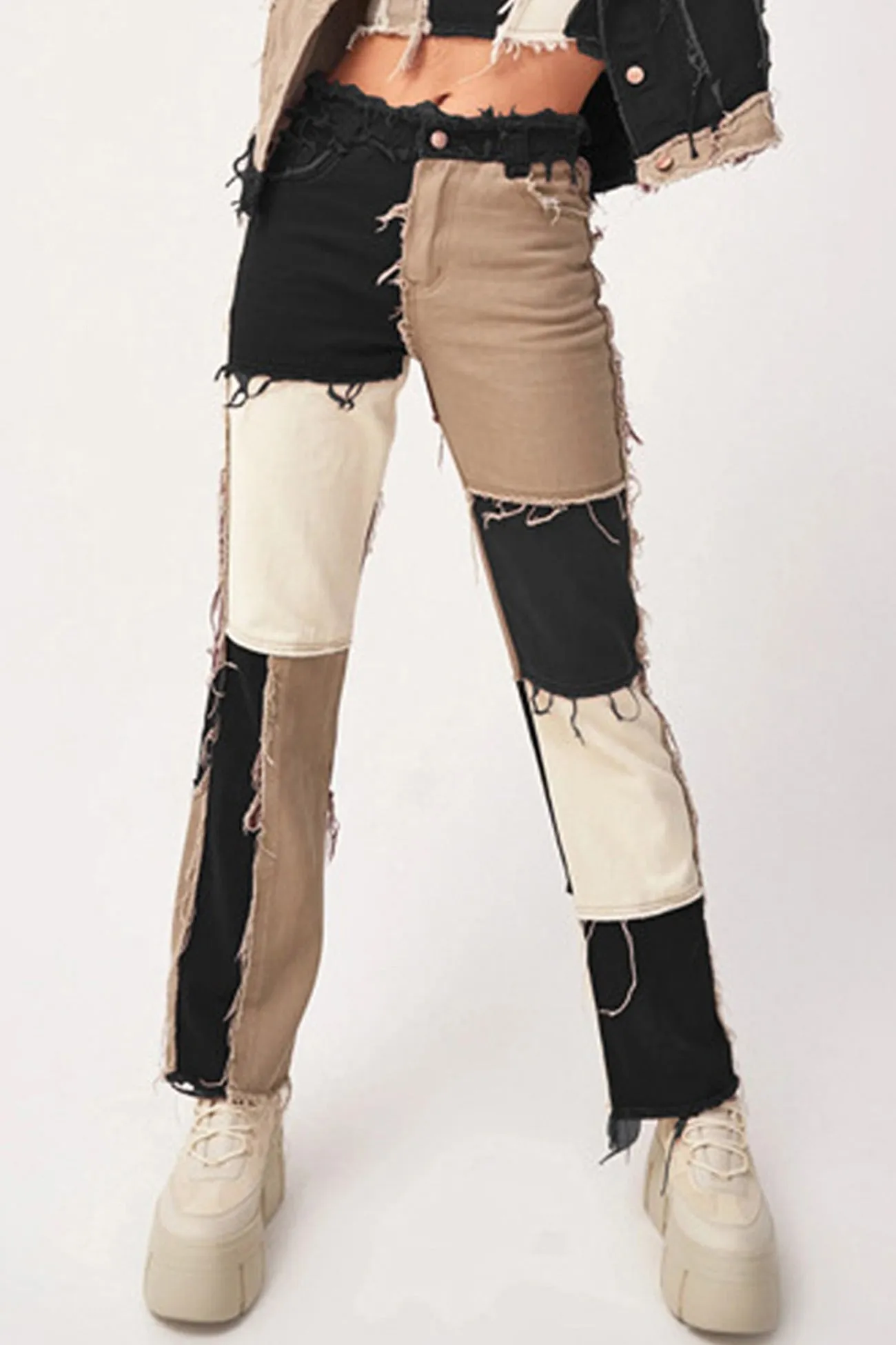 Paneled Straight-leg Jeans