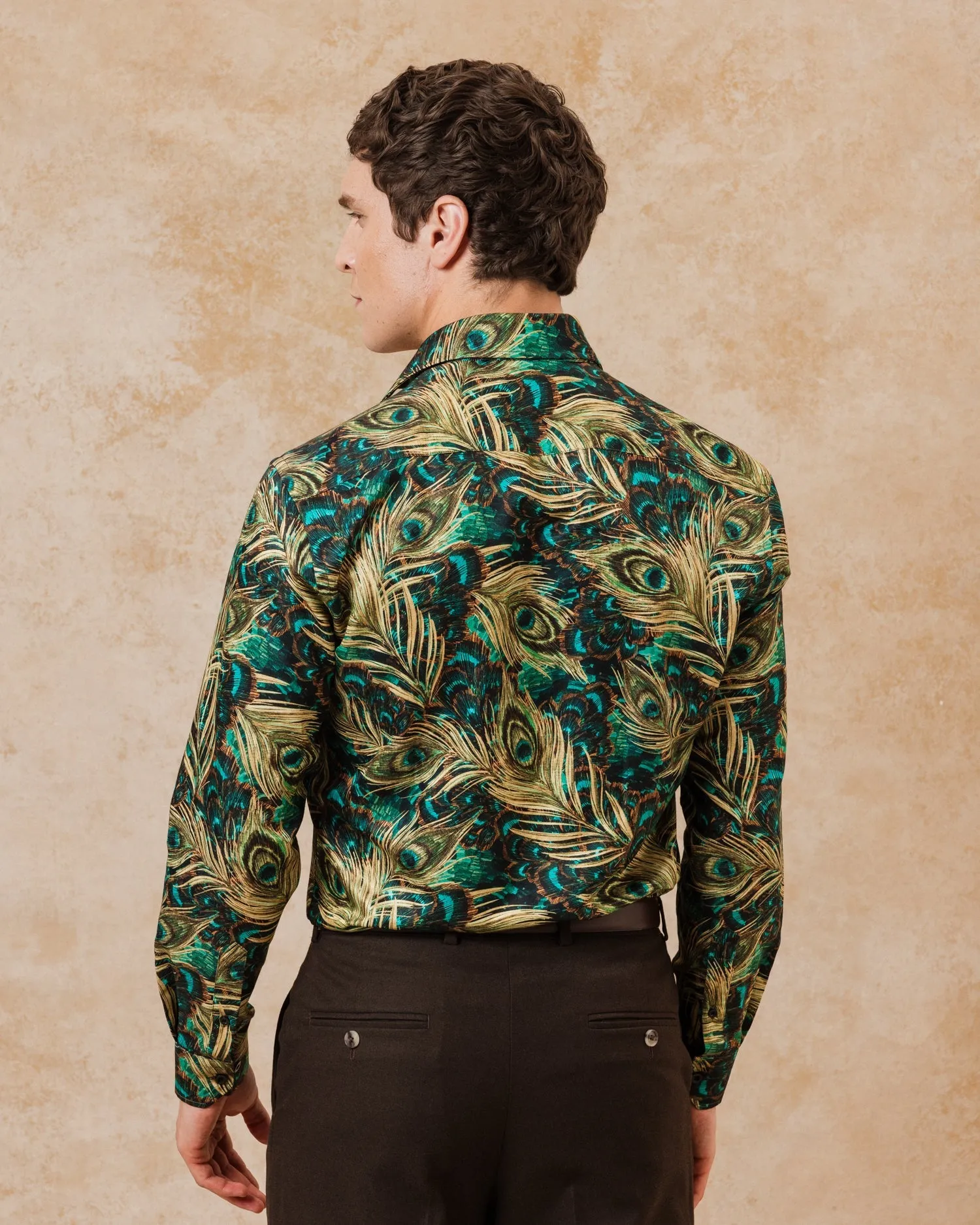 Peacock Feathers Silk Blend Shirt