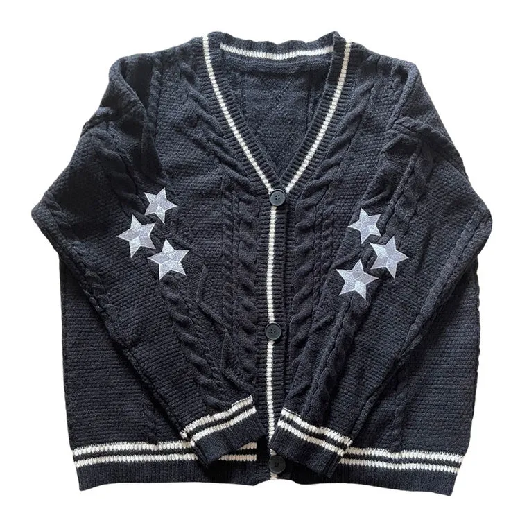 Preppy Aesthetic Star Cardigan