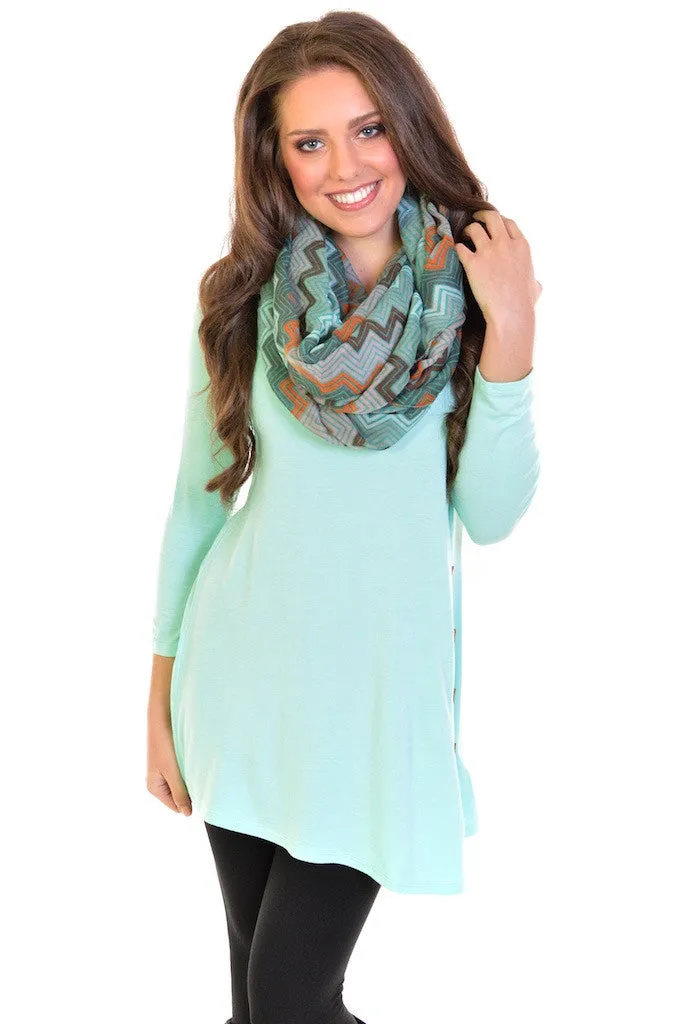 Push My Buttons Tunic - Mint (Small- 3XL)